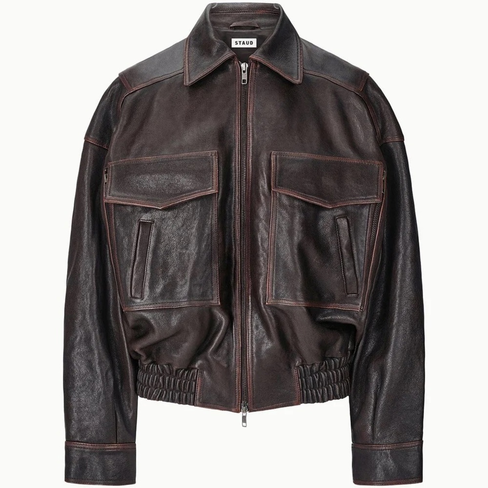 Staud Eugene Leather Bomber Jacket - image 1